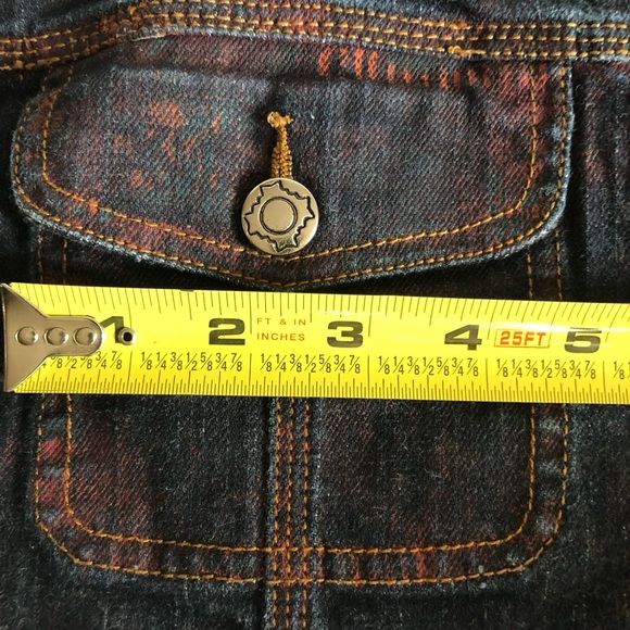 Chico’s Denim Dark Blue & Rust Red Stone Wash Jacket - Size 2 large - Picture 8 of 15